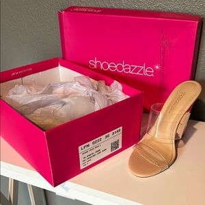 Shoe Dazzle Women's Tan Clear Wedges